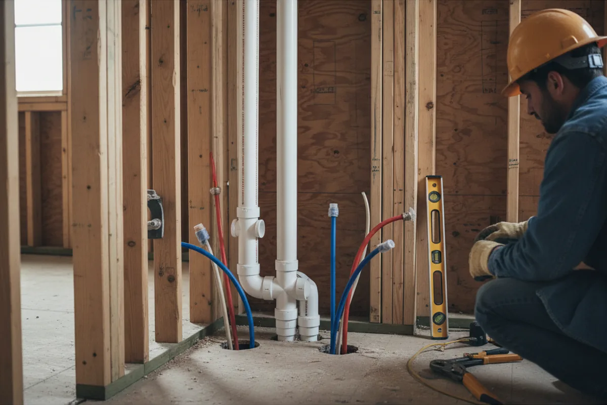 Drain and supply rough-in during Leak Detection in Westlake